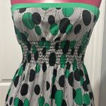 Forever 21  Strapless baby doll top with Green and Black Dots y2k M Photo 2