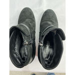 Womans Aqua Talk Wedge Bootie 6.5 Black Side Zip Lined Strap Accent Photo 5