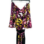Susan Graver  size‎ Large off the shoulder jumpsuit purple yellow black Photo 2