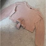 SheIn Tie-Knot Drop Shoulder Rib-knit Long Sleeve Cropped Sweater Photo 2