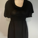 it's our time It’s Our time black short sleeve sweater top cowl neck shirt dress tunic small Photo 0