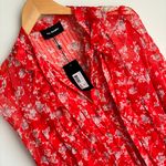 The Kooples The Koople Silk Crepon Dotted Line Floral Dress - Red Size US M Photo 5