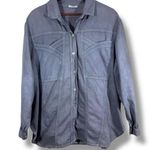 Vintage Smokey Gray Denim Seam Detail Button Up Shirt Size 2X Photo 0