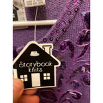 Storybook Vintage Knits purple sequin and beaded zip front sweater size L Size L Photo 3
