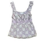y2k vtg. Lilac floral lace baby doll tank top blouse small. Purple Photo 2