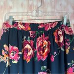 Buttons  Navy Blue Floral Print Pull On Skirt Photo 1