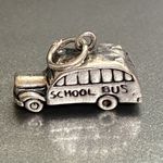 Vintage 925 Sterling Silver 3D School Bus Charm Photo 1