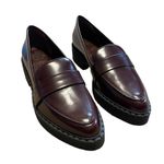 Vince Camuto Women's Echika Leather Platform Lug Loafers Bordeaux Size 7.5 New Photo 2
