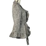 Sandro Studio Small Jacket Snaps Abstract Belted Long Sleeve Lined Ruffled Photo 1