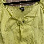 EXPRESS  Neon Yellow Satin Jacquard Balloon Sleeve Bodysuit, S NWT Photo 2