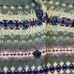 CHAPS  Knit Sweater Vest Women Size L Front Buttons Green‎ Purple Patterned Shawl Photo 1