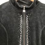 Catherines Y2K Velvet Zip Up Sweater Women 0X Glam Rhinestone Retro Monochrome Photo 2