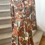 Vintage 70s Brown & Blue Floral Belted Fit & Flare Shirt Dress Photo 0