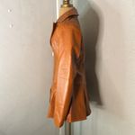 Pressed Brown Zip Up Peplum PU Jacket Swing Coat XL Boho Indie Rocker Glam Retro Photo 3