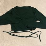 SheIn Deep Dark Green Wrap Around Long Sleeve Top Photo 0