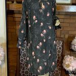 Caslon GRAY DISTRESSED DROP WAIST SHIFT DRESS WITH PINK FLORAL PATTERN (3X) Photo 0