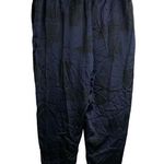 Eileen Fisher Silk Cotton Pants Black Blue Womens PM Petite Medium Brushstroke Photo 0