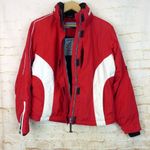 Obermeyer VTG Ski Jacket Women 10 Red White Velocity Hydro Block Hooded Gorpcore Photo 3