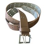 Petit Moments Classic Belt Gold Tone Buckle Tan Leather Women's Size M/L New Brown Photo 2