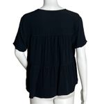 Madewell  Shirt Women Small Black Seamed Popover Tiered Swing Blouse Boho Peasant Photo 2