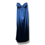 Lulus NWT Memorable Entrance Dark Blue Strapless Satin Pleated Maxi Gown Dress Photo 2