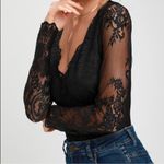 Lulus  Black All About That Lace V Neck Bodysuit NWT Size Small Photo 3