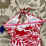Apt. 9  Swimsuit Red White Tropical Palm One Piece Petites L Large PL New Photo 3