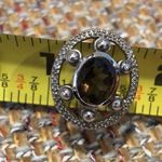 Sterling Silver Smokey Topaz  Faceted Filigree Accent Oval Earrings Photo 11