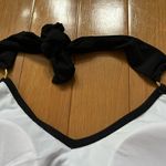 One Piece Fringe Halter Neck Black Swim Suit Womens Size Large Photo 6