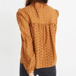 Madewell Eyelet Double-Tie Peasant Top in Carrot Cake Cotton Bohemian Size Small Photo 1