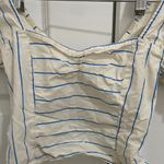 True Destiny  Cream and Blue Striped Blouse Photo 4