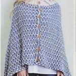 Simply Noelle  Slate Blue & Cream Button Down Poncho/Shawl/Shrug-One Size Photo 0