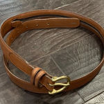 Lands' End  Brown Leather Belt Womens Size 34 35 Hidden Zipper Back 506‎ Preppy Photo 0