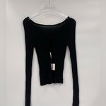 Free People  Black Knit Hits Different Lace Up Long Sleeve TOP sewater small NWT‎ Photo 5
