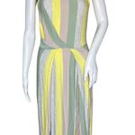 Lou & grey Dress Women Small Gray Yellow Striped Jersey Knit Midi Office Casual Photo 0