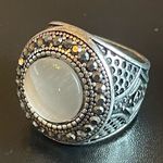 Opal stone silver plated ring size 7.5 White Photo 2