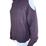 Studio Park Shawn Killinger Cold Shoulder Cable Knit Sweater Huckleberry Large Purple Photo 5