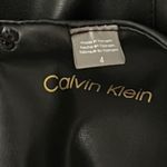 Calvin Klein ‎ Dress Womens 4 Black Vegan Leather Sheer Puff Sleeves Edgy Neutral Photo 5