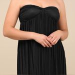 Lulus LULU’S Remarkable Beauty Black Satin Plisse Strapless Maxi Dress Photo 2