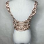 Privacy Please  Brown Cream Ribbed Bodysuit Sz Small Wrap Waist Photo 1