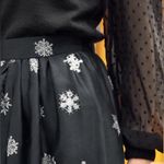 Modcloth  Falling For Winter ALine Skirt Black White Snowflake ALine Skirt 10 NWT Photo 2