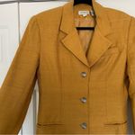 Ann Taylor Vtg Mustard Yellow Silk Blazer Sz 10 Button Front Photo 2