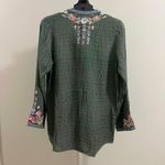 Johnny Was NWOT  Biya Embroidered Green Floral Beaded Tunic Shirt Blouse Sz S Photo 8