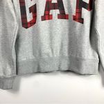 Gap Red & Black Plaid Logo Gray Crewneck Sweatshirt Photo 3