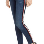 frame denim Frame Le High Skinny Multi Tape Stripe Skinny Jeans Raw Hem Dark Wash Size 24 Photo 0