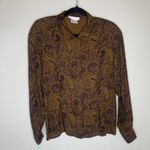 Jones New York  Brown Paisley Blouse Equestrian Sz Medium Photo 4
