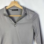 SheIn Light Gray Cropped Long Sleeve Athletic Quarter Zip XS Photo 2