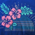 Catherines  V Neck Royal Blue SS Tee Shirt Top Sz. 1X/18/20W Embellished Floral Photo 1