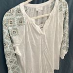 J.Jill - pure Jill-White, sheer, embroidered elastic sleeves- SOFT-long sleeve-XS Photo 4