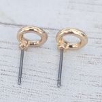 Gold Tone Dainty Circle Stud Earrings Photo 2